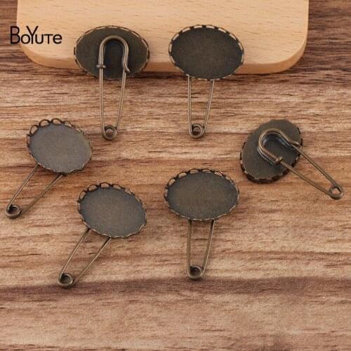 BoYuTe Custom (200 Pieces/Lot) Oval 13*18MM 18*25MM Cabochon Brooch Base Diy Blank Tray Bezel Jewelry Settings
