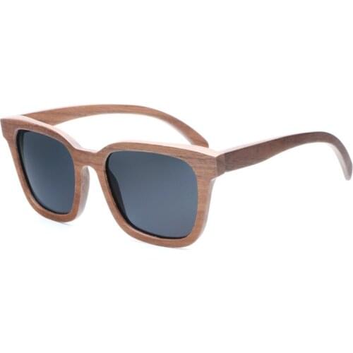 Ablibi Brand Designer Swiss Walnut Wooden Sunglasses for Men Polarized Grey Eyewear in Wood Box