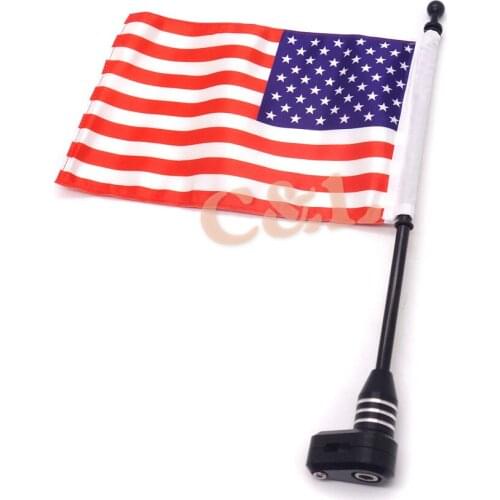 Black Motorcycle Flag Pole Luggage Rack Vertical American Fits For 2001-2011 Honda GoldWing GL1800