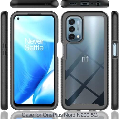 For OnePlus Nord N200 5G, Phone Case Luxury Shockproof Hybrid Armor Soft Bumper Acrylic Cover Case