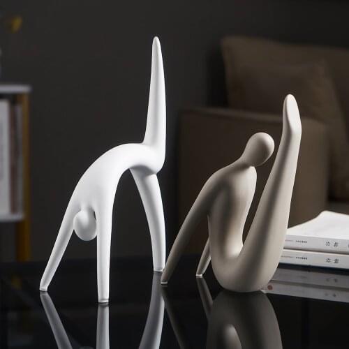 Abstract Sport Human Sculpture Resin Ceramic Character Figurines Home Decoration Accessories for Living Room Desk Decoration