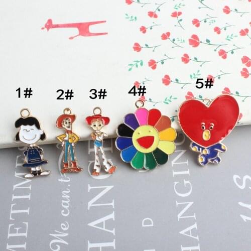 10pcs/pack Smile Flower Girl&Boy Shape Enamel Charms Earring Pendant DIY Craft for Bracelet Jewelry Finding Handmade Charms