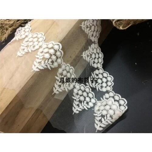 Exquisite Embroidery Mesh Lace off-White Cotton Mesh Embroidery Lace Accessories 10cm Wide