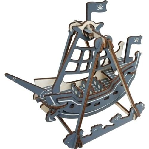 Creative 3D Ship Puzzle Pirate Ship Model Building Kits Puzzle Game Education Wooden toys for Adults Children with 71pcs
