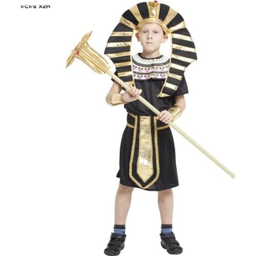 M-XL Boys Kids The Pharaoh of Egypt Cosplay Children Halloween Egyptian traditional Costumes Carnival Purim Parade Party dress