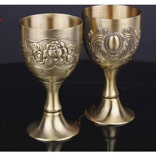 Copper wine cup, carved goblet, white wine and red wine cup, craft decoration gift, European style. 2 /1 bags