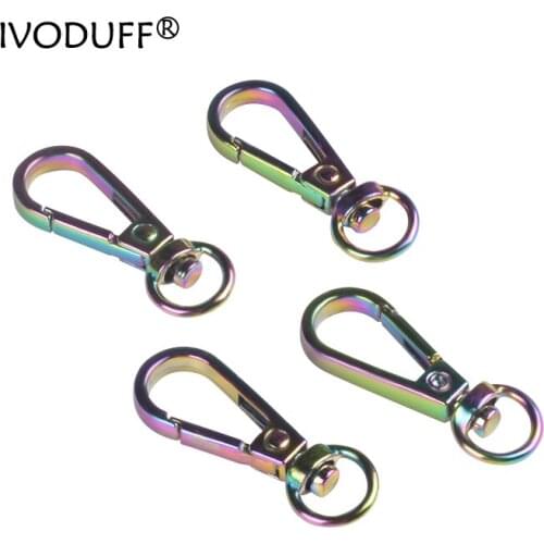 10pcs Metal Swivel Lobster Leather Bag Handbag Purse Shoulder Strap Belt Clasp Clip Rainbow color Trigger Hook