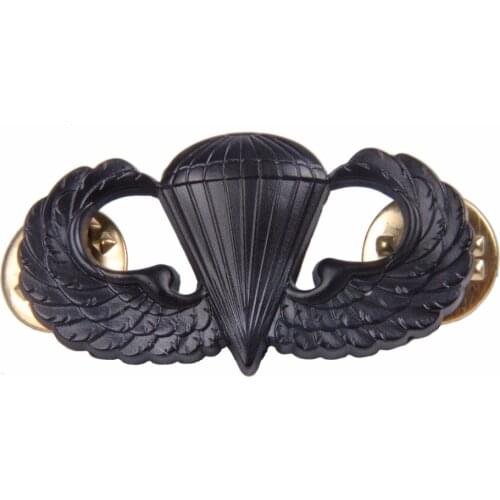 US ARMY PARACHUTIST METAL BADGE BASIC JUMP WINGS BLACK
