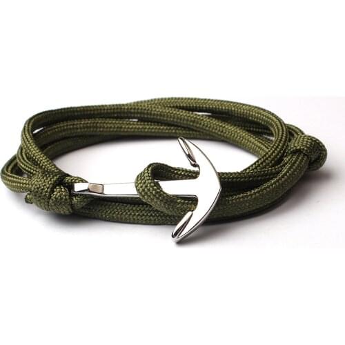 Men Fashion Bracelet Black Alloy Anchor Bracelet Multilayer Nylon Rope Chain Paracord Bracelet For Women Men Navy Style Gift