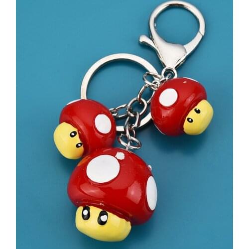 New Fashion Cartoon Cute Mushroom Keychain Key Chain Delicacy Resin Phone Pendant Bag Trinket Keyring Gift