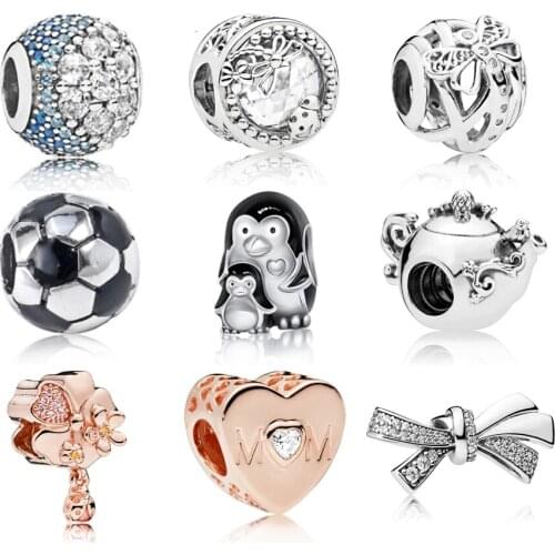 NEW 100% 925 Sterling Silver Enchanted Tea Pot Charms Original Brilliant Bow Rose Gold Fit Women Jewelry Factory Wholesale