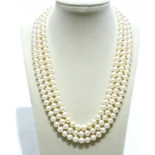 Wholesale FINE JEWELRY 100% Natural jewelry baroque 3row white freshwater pearls necklace silver clasp