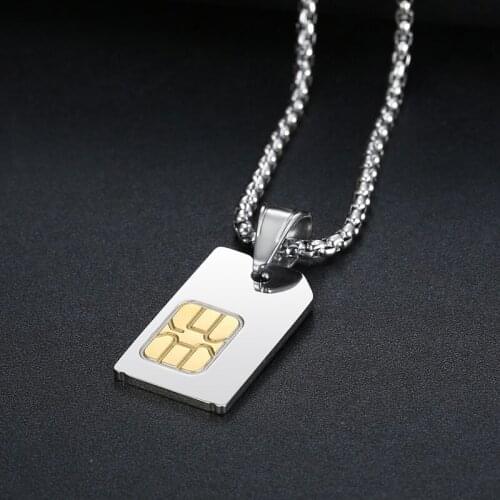 SIM Card Pendant Necklace For Women Men Rapper Funny Identity Card Necklaces Trendy Jewelry