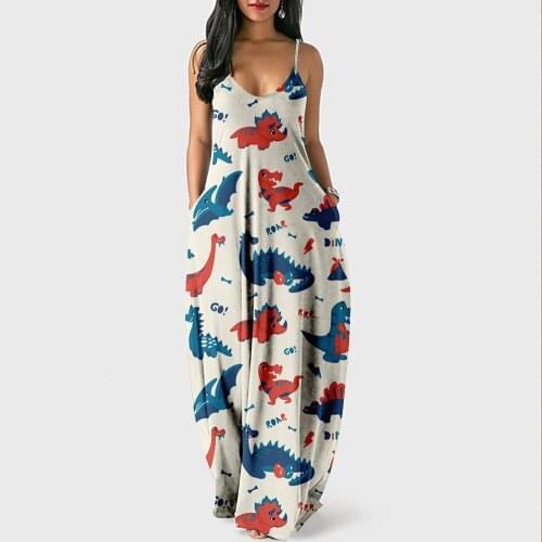 Cross-border new dress dinosaur print dress