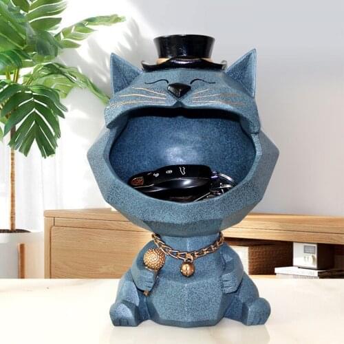 Resin Lucky Cat Statue decorative elephants figures porch key storage candy box ornaments home decoration living room decoration