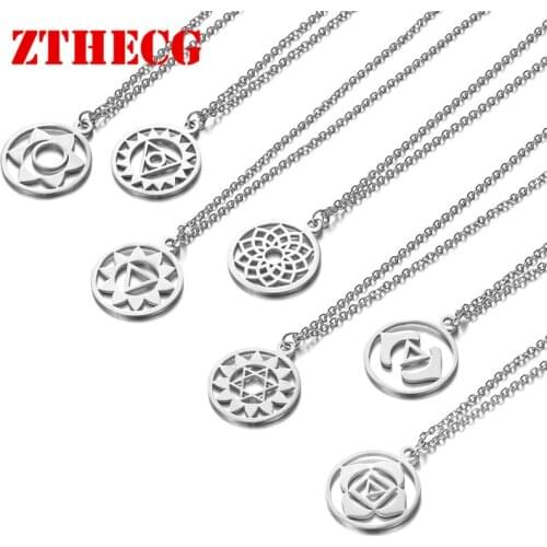 Simple Stainless Steel Pendant Necklace for Women Gold Color Indian Retro Symbol Good Lucky Jewelry Flower Eye Chain Choker Gift