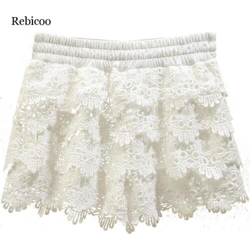 4xl plus big size shorts women summer style feminina new lace stretch black white shorts female