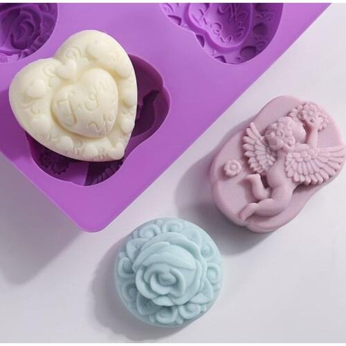 Angel Love Silicone Soap Mold Chocolate Fondant Cake Decoration Accessories Rose Craft Tool Soap Mold Silicone for Soap Making