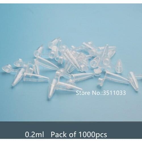Pack of 1000pcs 0.2ml 0.5ml Transparent Plastic Centrifuge Test Tube Plastic Test Tube Bottle with Graduation Centrifugo Tubo