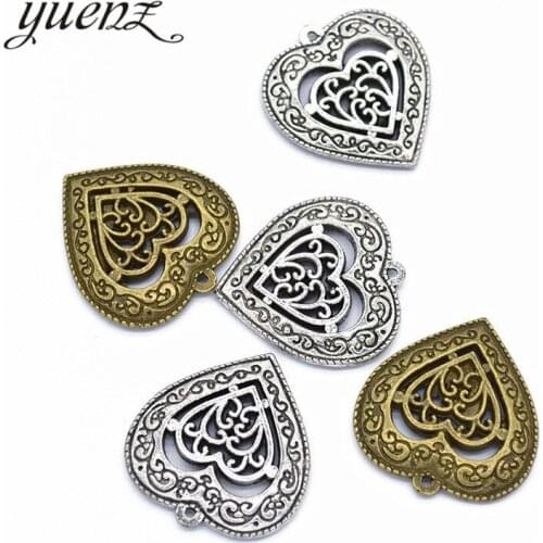 YuenZ 3pcs Antique silver color Heart-shaped Charm Pendants for Bracelet Necklace Jewelry Accessories Diy Jewelry Making A106