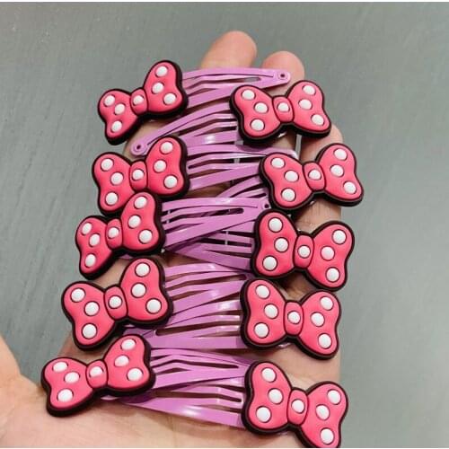 10Pcs/Lot Pink Polka Dot Bow Hairpins For Girls Headwear Sweet Hair Clips Barrettes Kids Fashion Hair Accessories