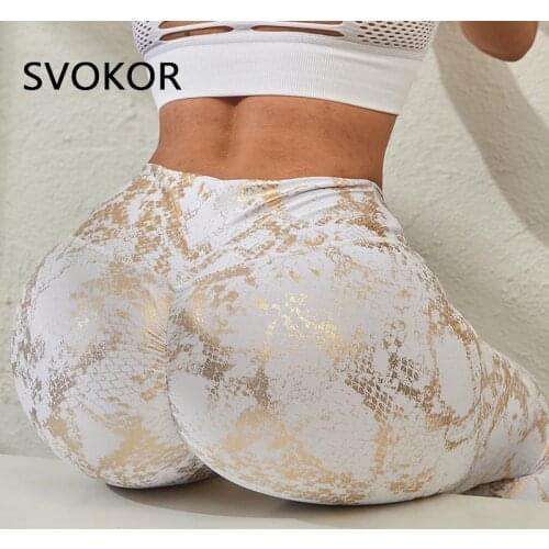 SVOKOR Seamless Bubble Butt Women Leggings Push Up Printed Bronzing Fitness Womens Pants Stretchy Exercise Activewear Gym