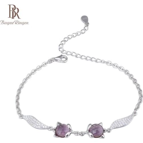 Bague Ringen Amethyst Pure 925 Sterling Silver Bracelet for Women Trendy Silver 925 Jewelry with Gemstones Gift Wholesale Party