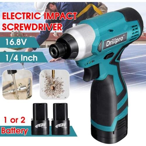 16.8V 100N.M Electric Cordless Drill Screwdriver Brushless Impact Driver 2X Lithium Battery Rechargeable 1/4 inch Power Tools