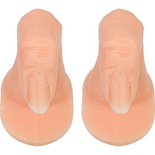 2pcs Nail Art Practice Fingers False Nail Polish Training Tool with Nail Tip