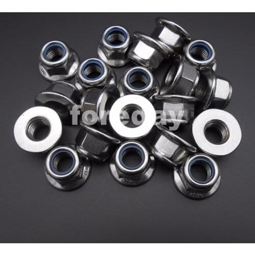 20PCS X 304 Stainless Carbon Steel M12 Nylon Insert Hex Flange Lock Nuts A2 1.75 Pitch Hexagon Nuts 12MM 20PCS/LOT HQ * BT964X20