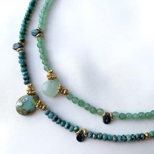 2021 Vintage Trendy Water Drop Stone Pendant Necklace Handmade Ethnic Style Neck Accessories украшение на шею цепь Gift Choker