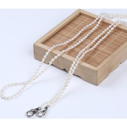 3-4mm white color freshwater pearl sunglasses chain