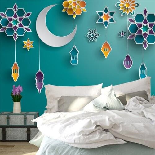 Custom any size 3D wall mural wallpapers Modern fashion Geometric Moon Star pattern 3D Perspective Wall Sticker YBZ125