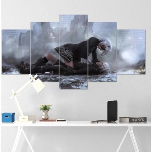 5 Piece Wall Art Canvas Game Picture Nier Automata Sexy Girl Poster Home Decor Prints Modern Living Room Decoration Paintings