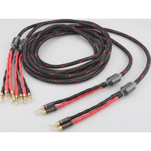 Audiocrast SC08 Electric Speaker Cable HIFI Audiophile Cable Banana To pin banana Plug Biwire LoudSpeaker Wire Audio Line