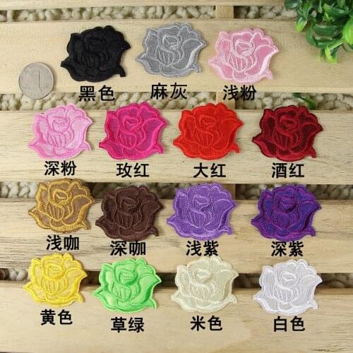 Free shipping 4.4*3.4cm Flower Embroidery Patches Sew /Iron-on Applique Patch for Clothes Stickers adhesive Repair patch