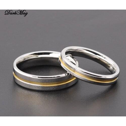 DarkMag 4mm Silver Color Vintage Groove Design Titanium Ring Men Wedding Bands Couple Christmas Gifts bague femme