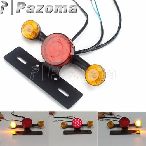 Motorcycle Integrated LED Bracket Tail Light for Honda Suzuki Kawasaki Yamaha w/ Turn Signal Tailight License Plate Holder Kit