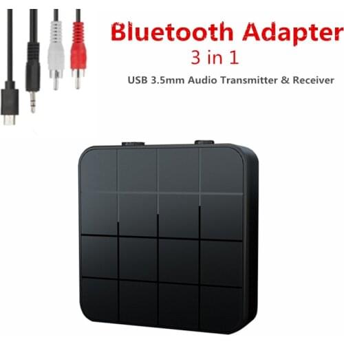 KEBIDU 3 IN 1 Bluetooth5.0 Receiver Transmitter Audio Stereo Music Adapter Car Handsfree Call & Microphone with Button Switch