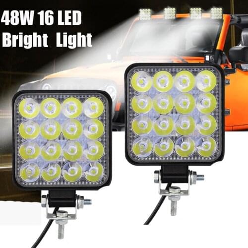 2pc/4pc 48W Square Bright LED Spotlight Work Light Car SUV Truck Driving Fog Lamp for Car Repairing Camping Hiking Backpacking