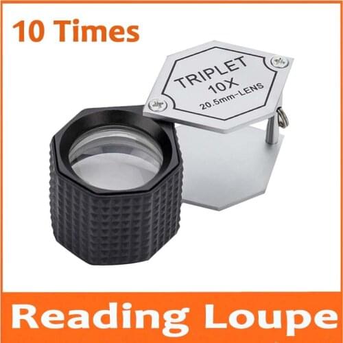 10X 20mm Metal Foldable Triplet Jewel Jewelry Magnifier Pocket Loupe Educational Toy Gift for Children Reading Magnifying Glass