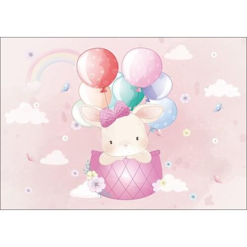 Cute Cartoon Animals Bunny Giraffe Pink Balloon Floor Mat Door Mat Anti-slip Mat Carpet Bedroom Living Room Home Decoration