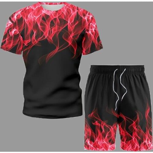 Mens Tracksuit Fashion Summer Clothes Sportswear Two Piece Set TShirt Shorts Brand Track Clothing Male Sweatsuit Sports Suits