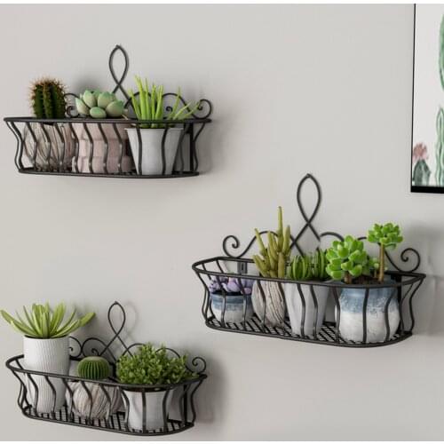 Wall Mounted Holder Hanging Flower Basket For Home Living Room Decorative Shelves Balcony Hanging Flower Pot Rack