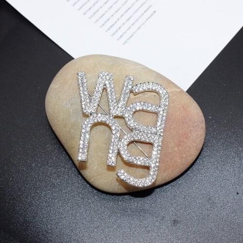 New flash drill English letter Brooch big pin Brooch luxurious quality suit female accessories