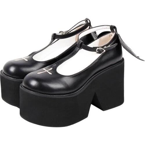 Angelic imprint new fashion woman girl lolita cosplay shoes lady high heels wedges Pumps women dress party princess shoes wings