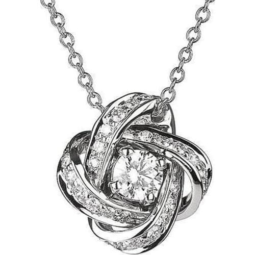 Huitan Fashion Female Pendant Necklace Brilliant Cubic Zirconia Crystal Necklace for Wedding Engagement Party Womens Jewelry