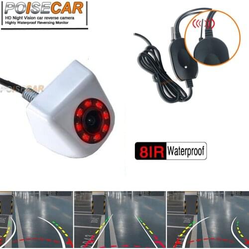 POISECAR Wifi Car Dynamic trajectory Camera HD Rear View Camera Backup Car moving Parking assistance Night Vision White cam