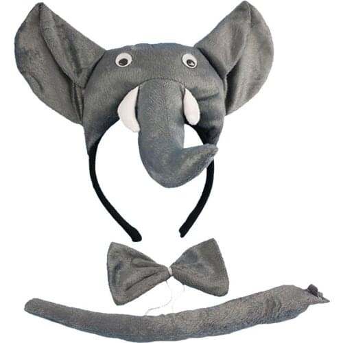 Zoo Farm Animal Ear 3D Elephant Headband Tail Tie Party Hair Accessories Stage Show Headwear home decor wedding birthday