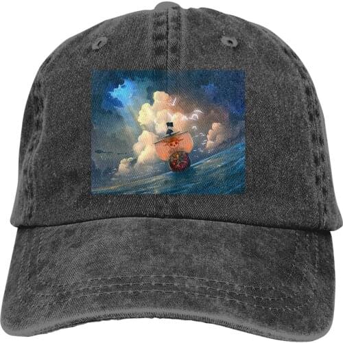 Adjustable Solid Color Baseball Cap Poster Thousand Sunny Washed Cotton One Piece Anime Manga Sports Woman Hat